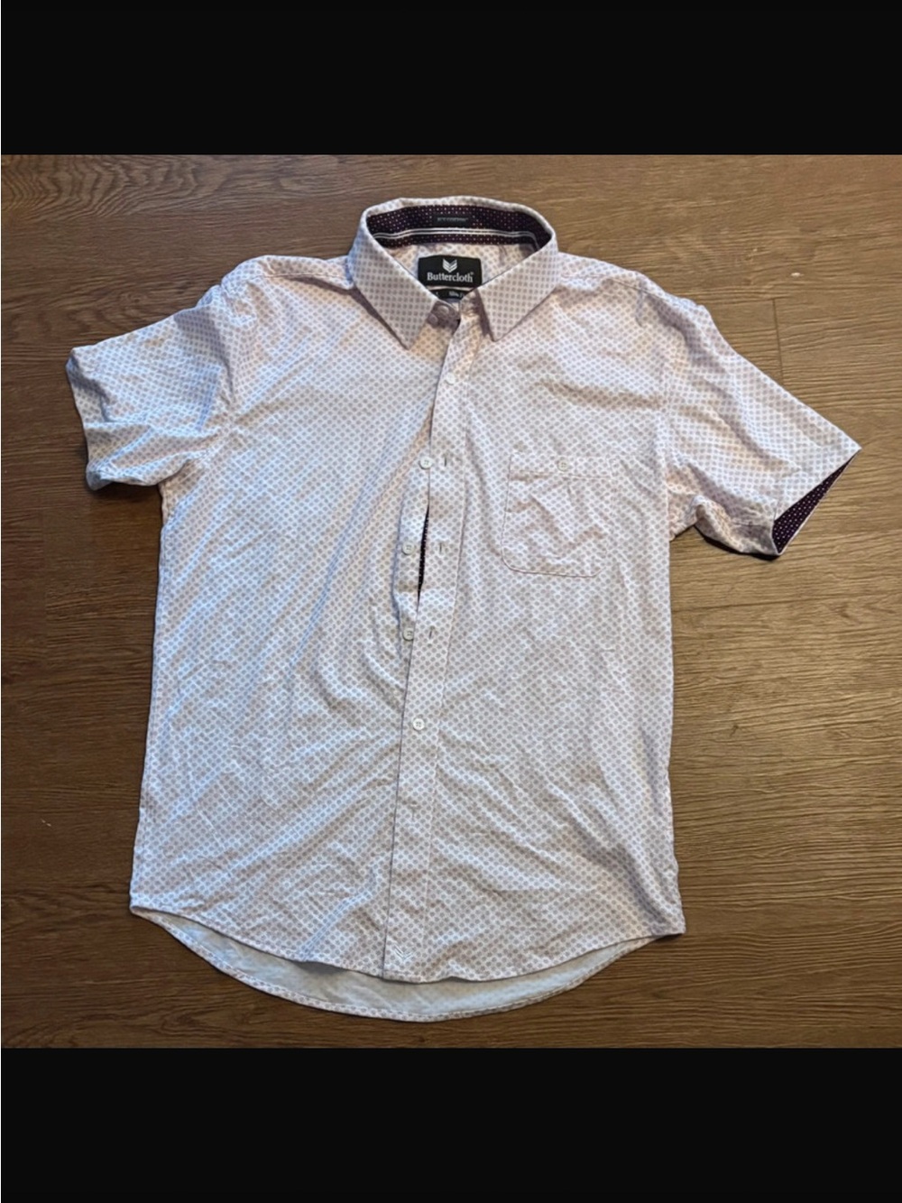Buttercloth Men's Short Sleeve Dress Shirt in Light Pink Microdot